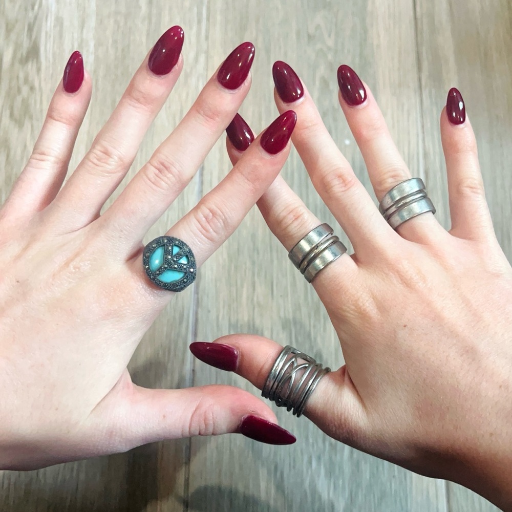Set of 4 Silver Chunky Rings